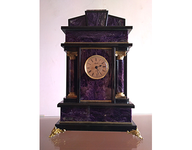 Часы каминные Чароит с подсвечниками литье бронза